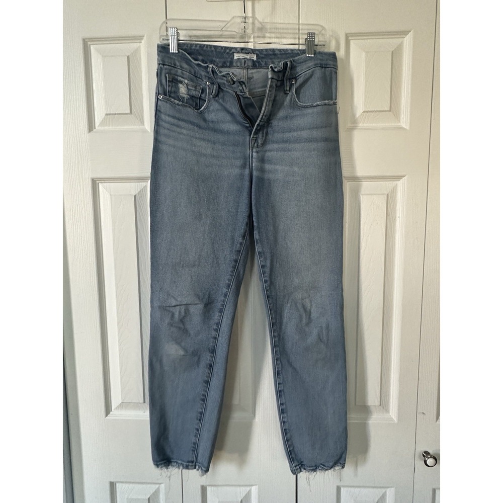 Good American Jeans WOMENS 6/28 Good Legs Clean Chewed Crop